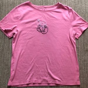 Pink embroidered face shirt